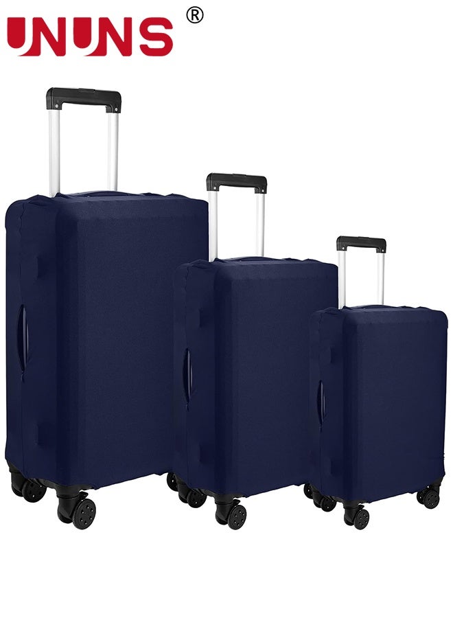 UNUNS 3 Pcs Luggage Cover,Travel Suitcase Cover Anti Scratch Luggage Protector Washable Fits 18-28 Inch Luggage (Dark Blue) - Image 1